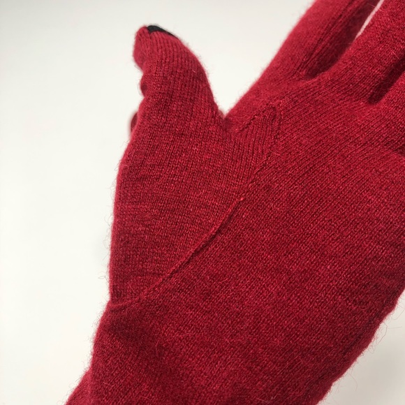 Talbots Red Bow Rabbit Wool Tech Touch Fall Gloves - Picture 8 of 14